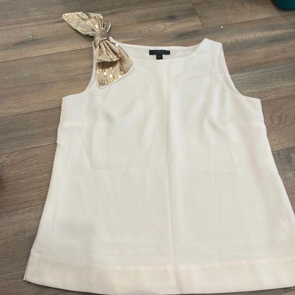 Sequin bow shoulder top